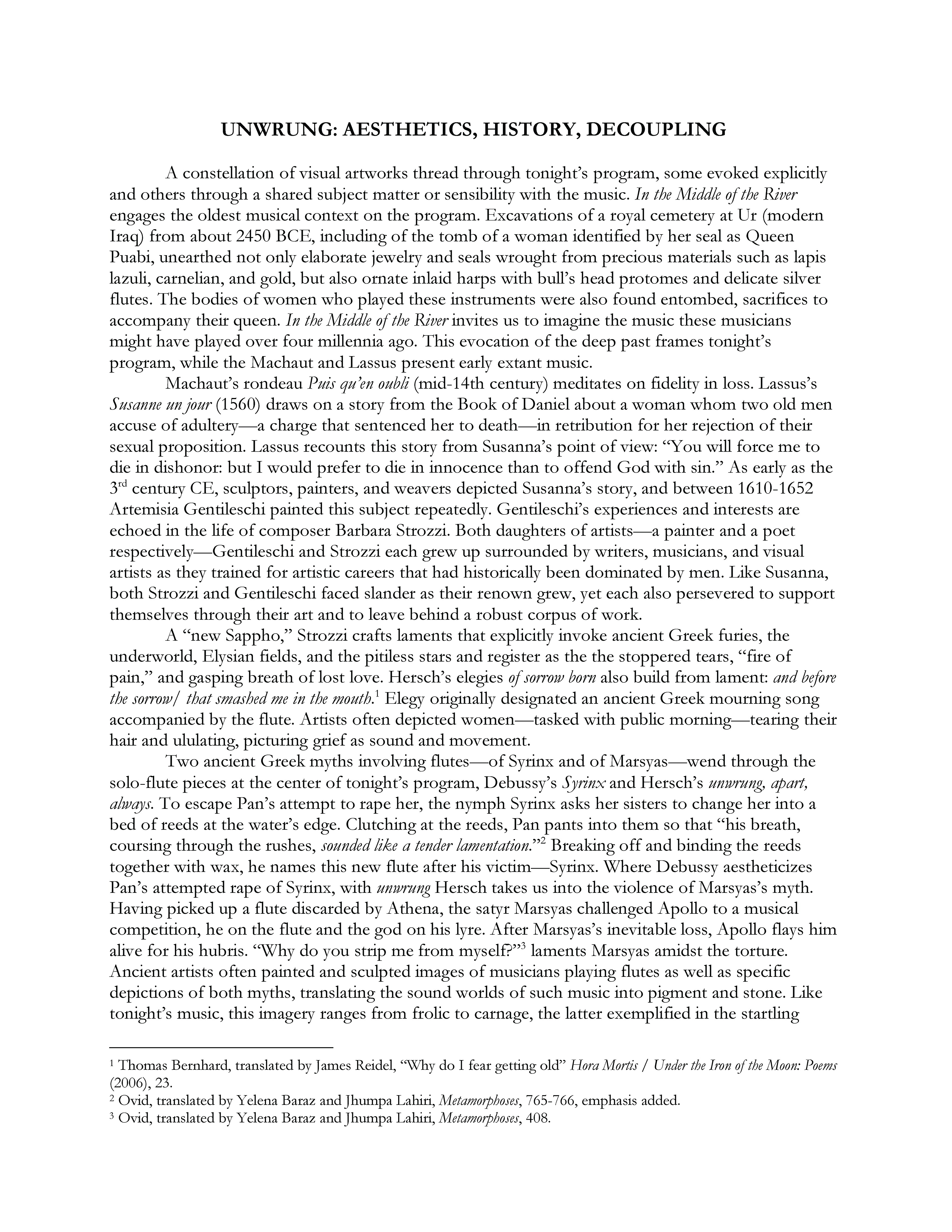 Unwrung Concert Program Booklet